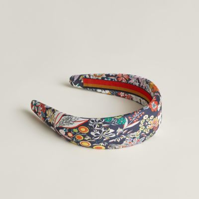 【花柄が上品★】HERMES カチューシャ GINA Bloom HERMES*Gina Bloom 花柄 シルクツイル カチューシャ 4.5cm幅